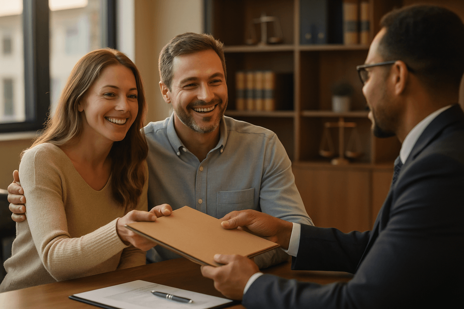 Happy clients and attorney celebrating a smooth onboarding experience with CaseHug